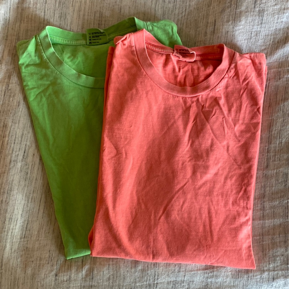 Mid-Weight 100% Cotton Neon Garment-Died Long Sleeve Tees